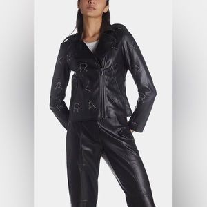 Karl Lagerfeld Paris Women's Studded-Logo Moto Jacket (BNWOT ; Sz M)($490)(RARE)